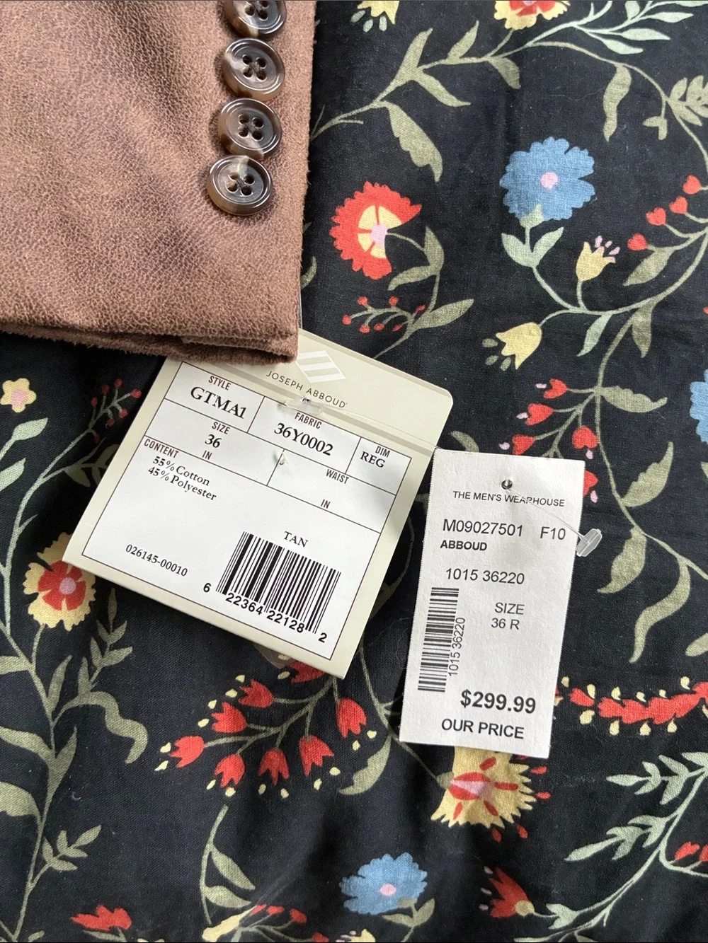 Joseph Abboud Taupe Brown Suede-Effect Sport Coat Blazer